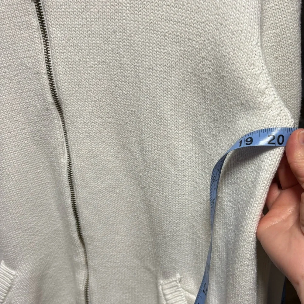 J. Crew white, knit full zipper hoodie, size large